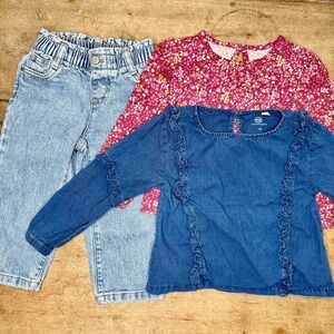 Toddler Girls Size 2T Bundle Jeans and 2 Long‎ Sleeve Shirts